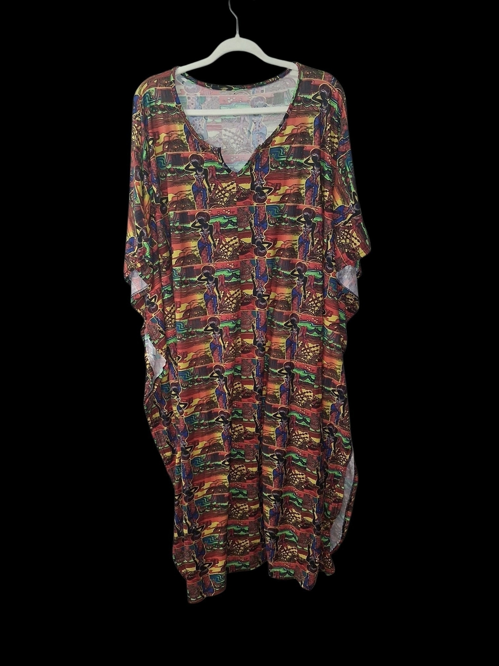 Women’s Multicolor V-Neck Caftan Dress